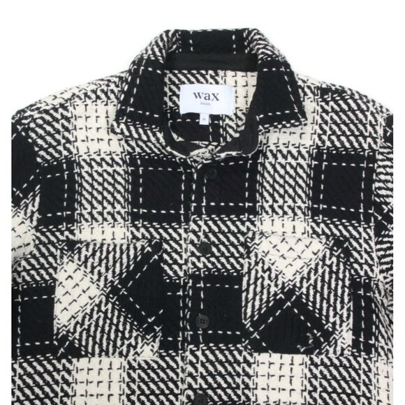 WAX LONDON Whiting Shirt Black Ecru Plaid  Overshirt Shacket Button Up sz M /008 - Picture 2 of 4